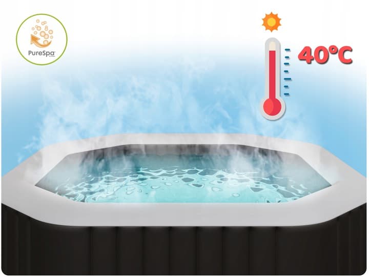 Dmuchane jacuzzi ośmiokątne hydromasaż 4 os. 180x71 cm akcesoria premium INTEX 28458