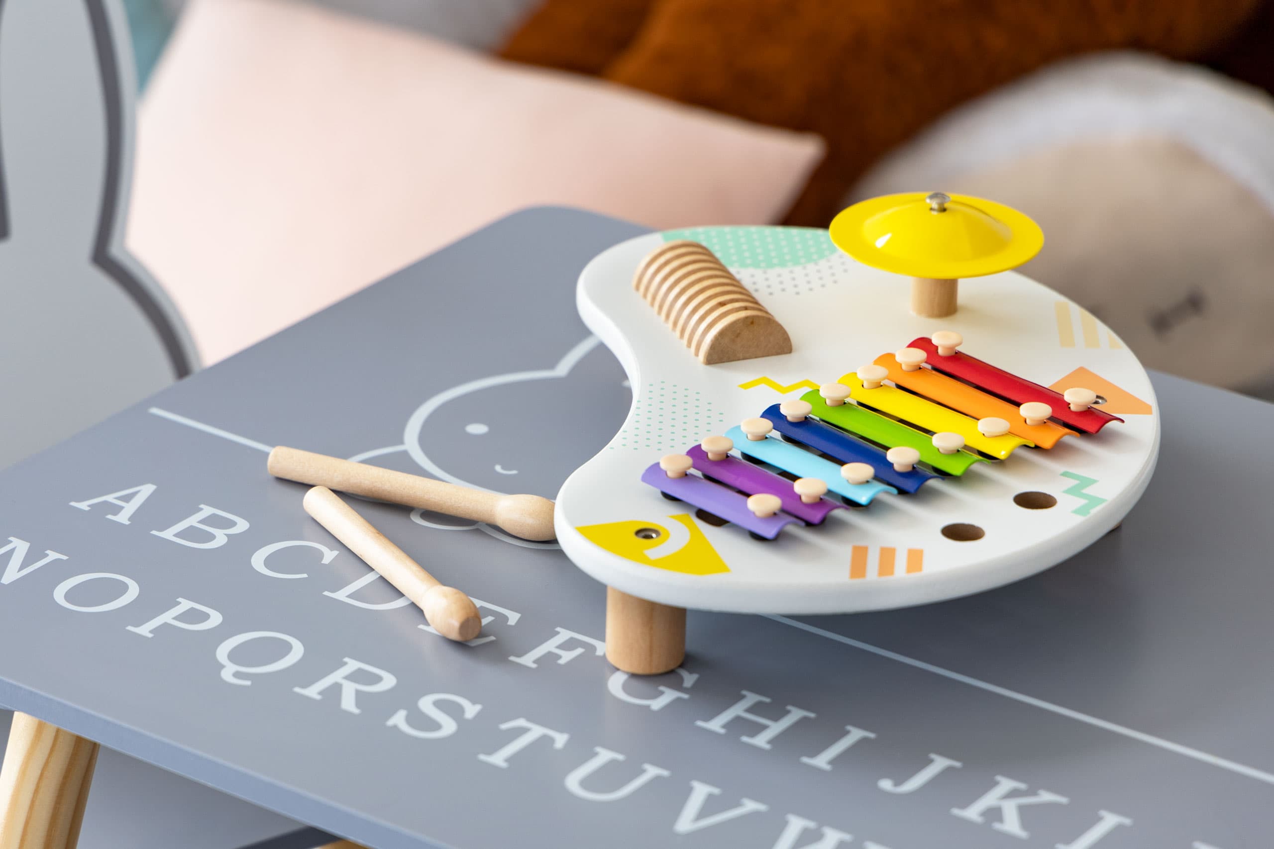 Stolik  z instrumentami stół muzyczny cymbałki +18m ECOTOYS