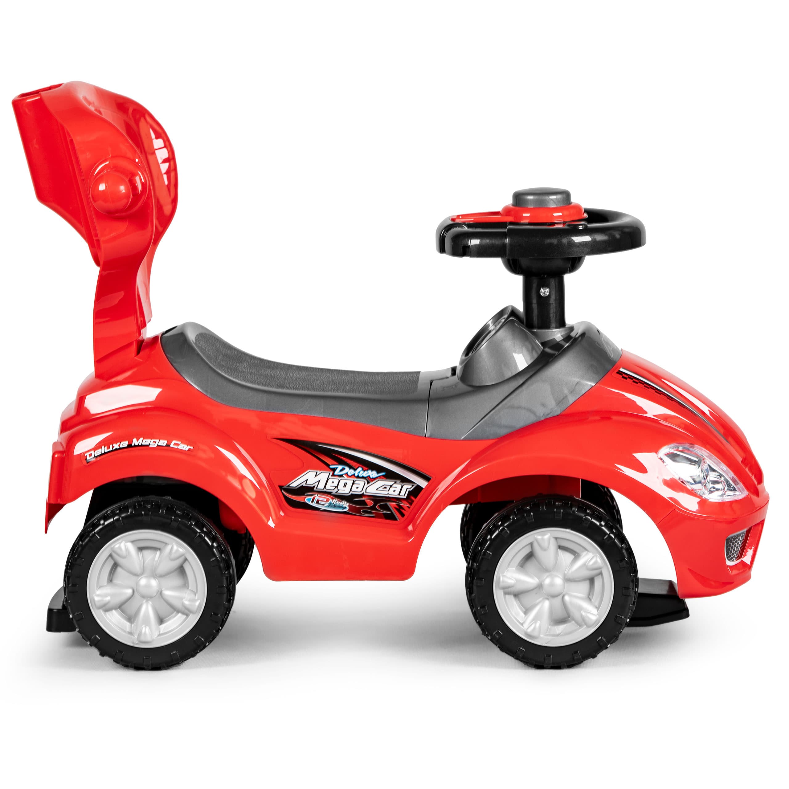 Autko jeździk, chodzik, pchacz 3w1 deluxe klakson - czerwone