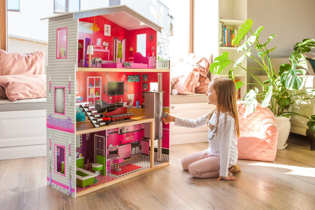 Duży drewniany domek z windą dla lalek - Rezydencja Malibu ECOTOYS