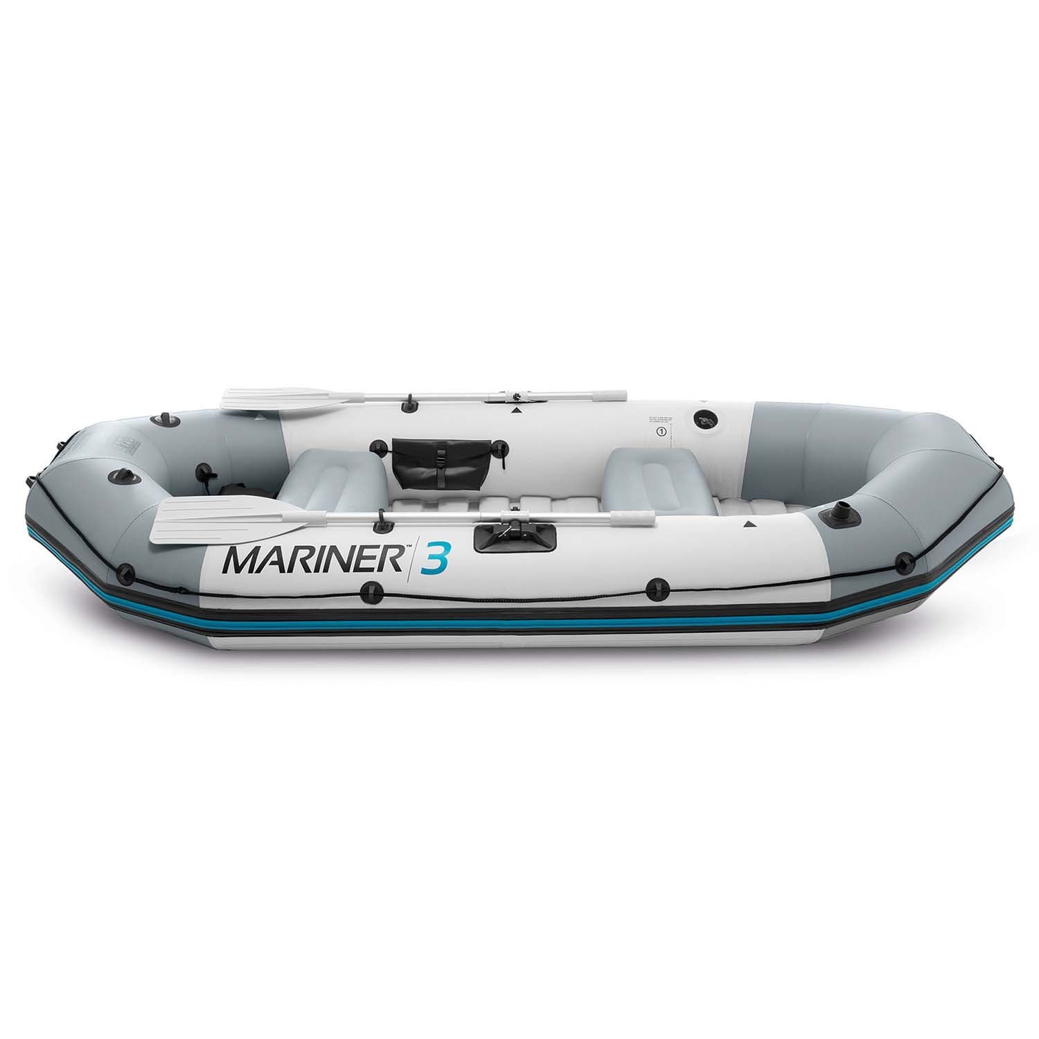 Ponton dmuchany Mariner 3 dla 3 osób wiosła pompka uchwyty na wędkę i silnik INTEX 68373
