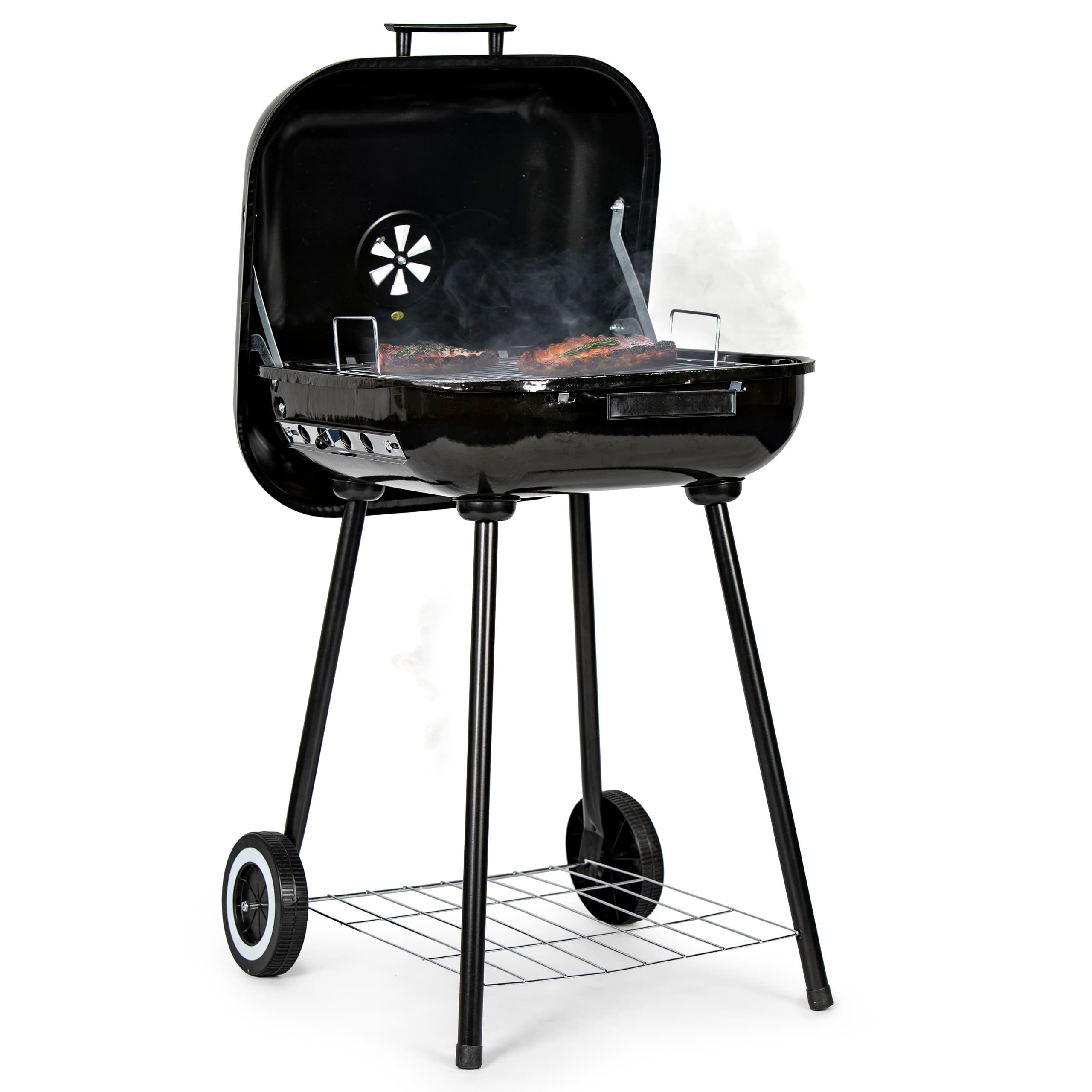 Grill węglowy ogrodowy z pokrywą na zawiasach + kółka MultiGarden