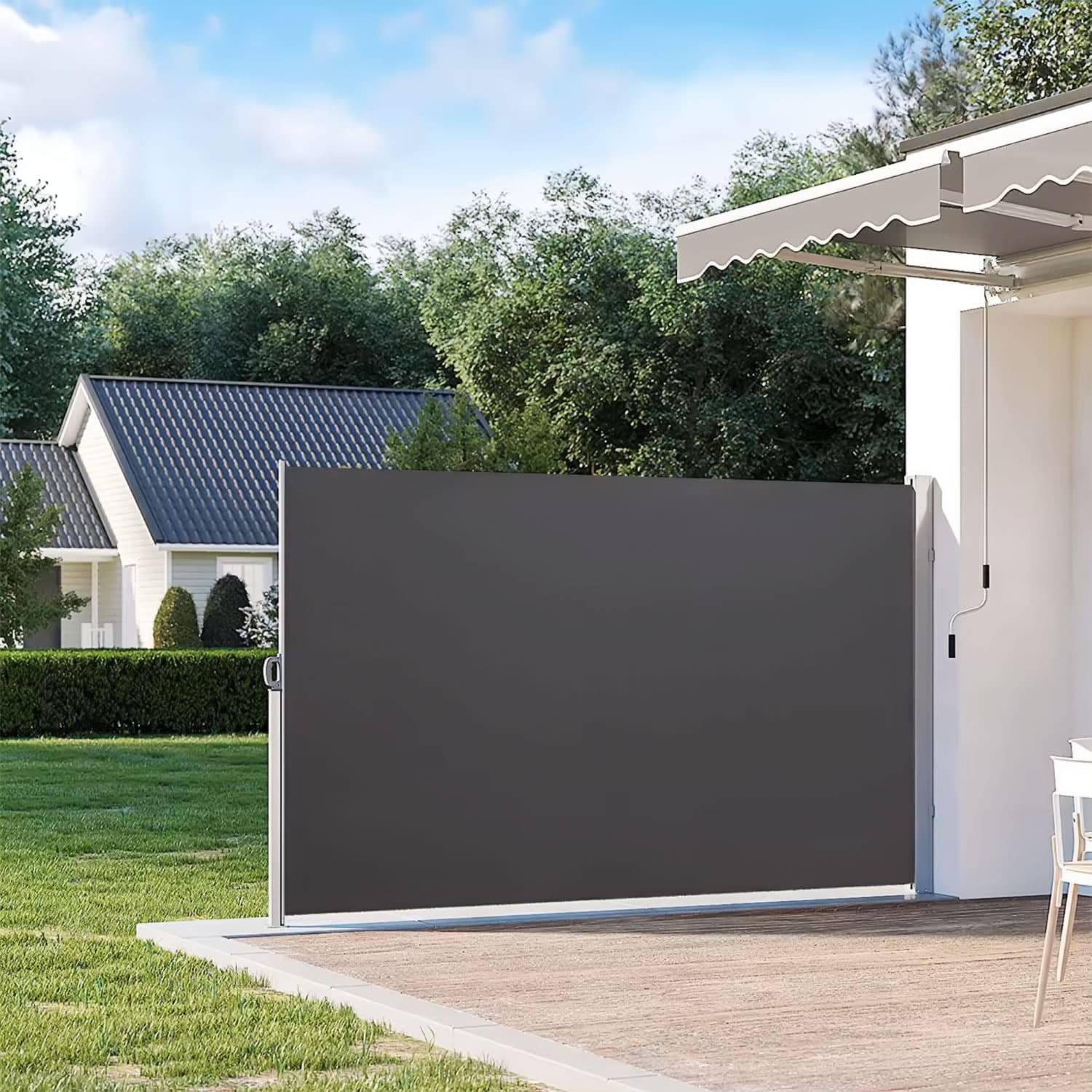 Składana markiza 350x180 cm boczna roleta parawan do ogrodu na taras antracyt MultiGarden