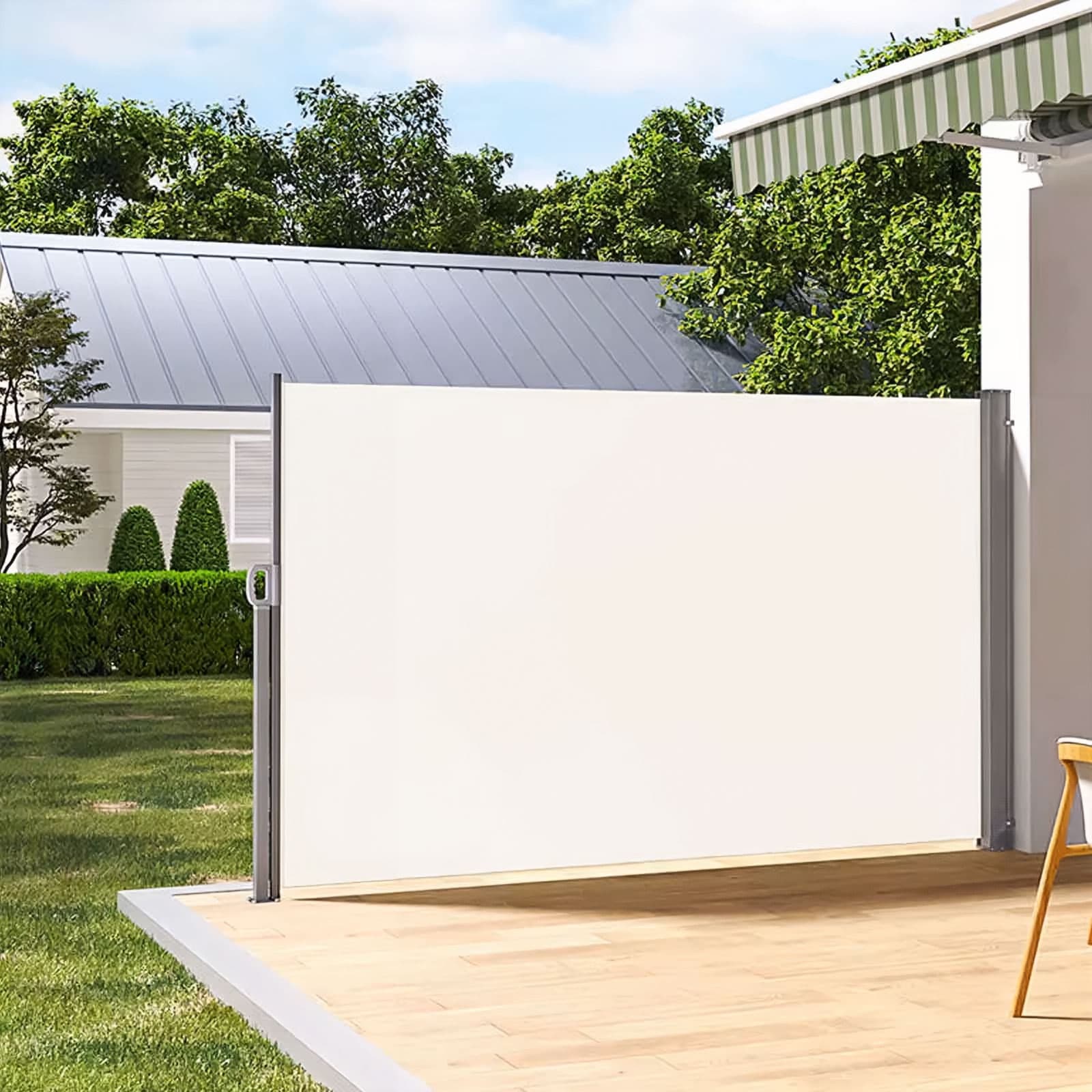 Składana markiza 300x180 cm boczna roleta parawan do ogrodu na taras beżowa MultiGarden