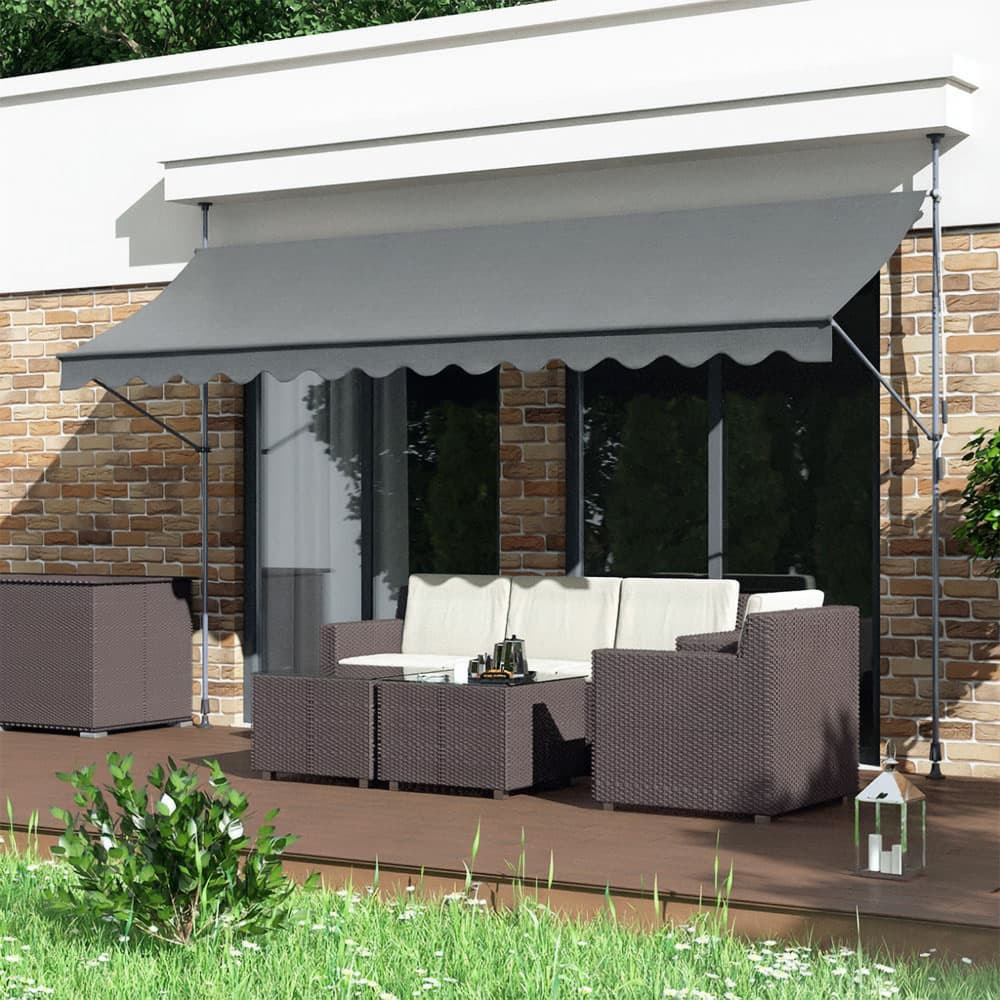 Markiza przeciwsłoneczna balkonowa 300x120 cm regulacja wysokości wodoodporna korbka ręczna szara MultiGarden