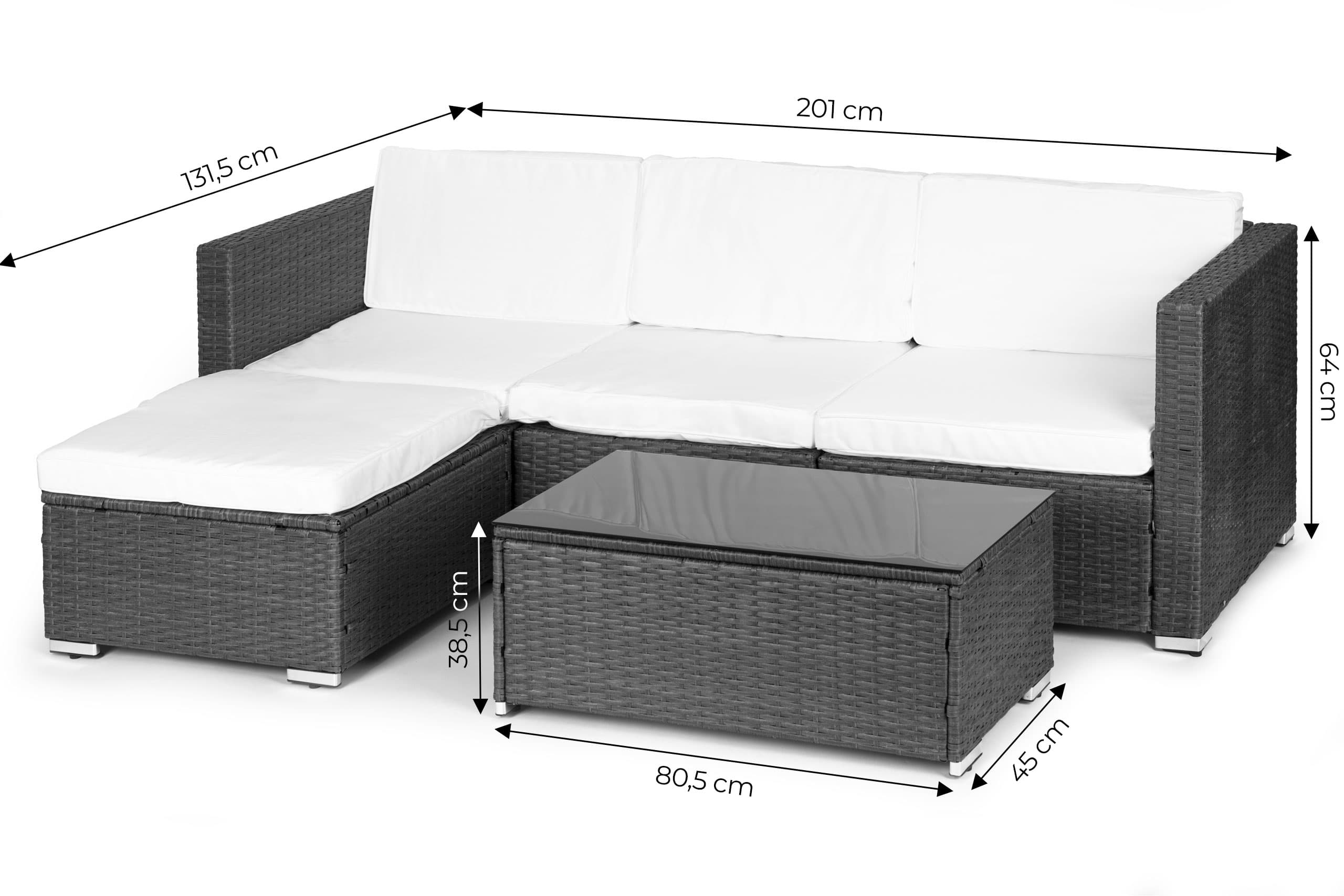 Komplet mebli ogrodowych z technorattanu narożnik modułowy stolik szary MultiGarden