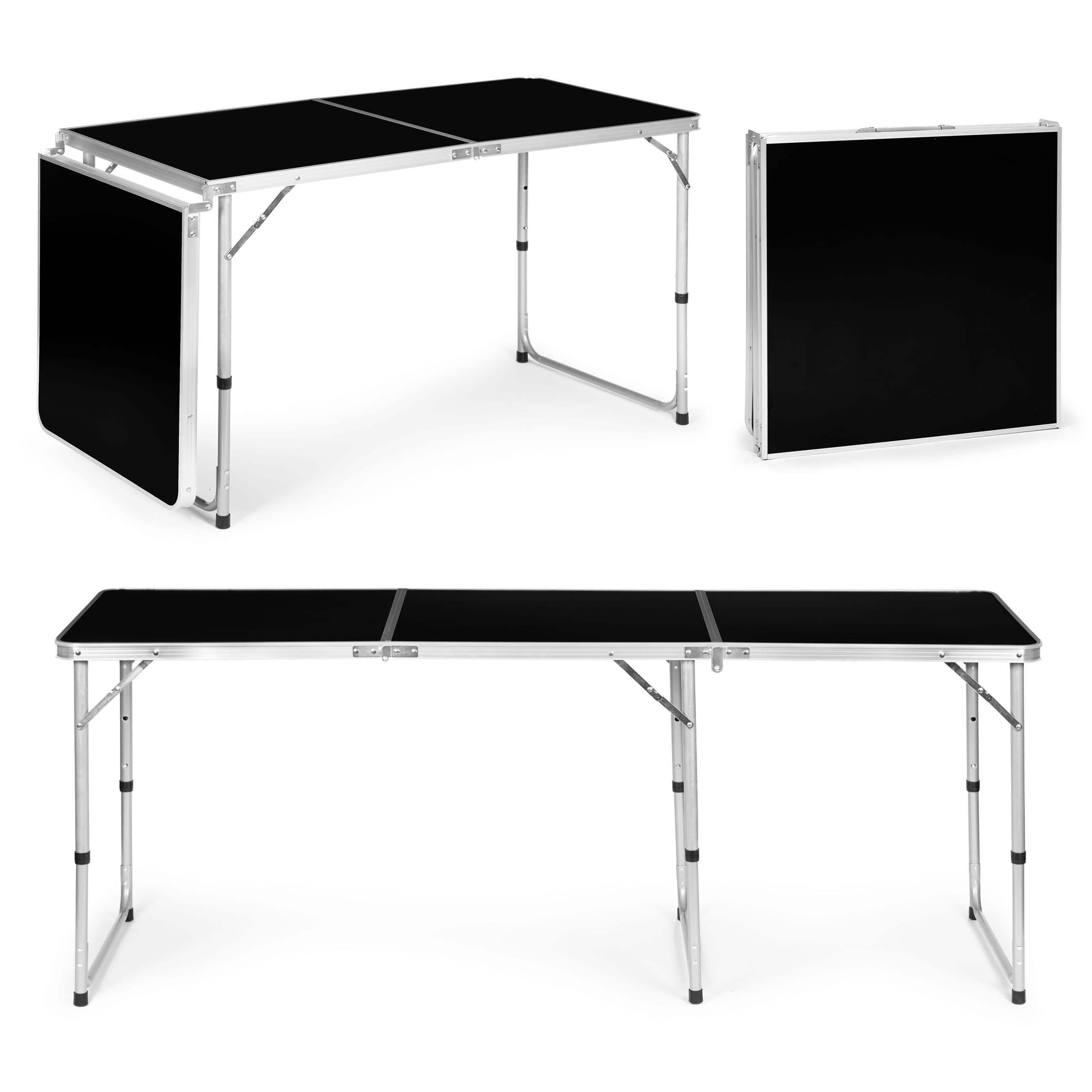 Stolik turystyczny stół składany kemping czarny blat 180x60 cm MultiGarden