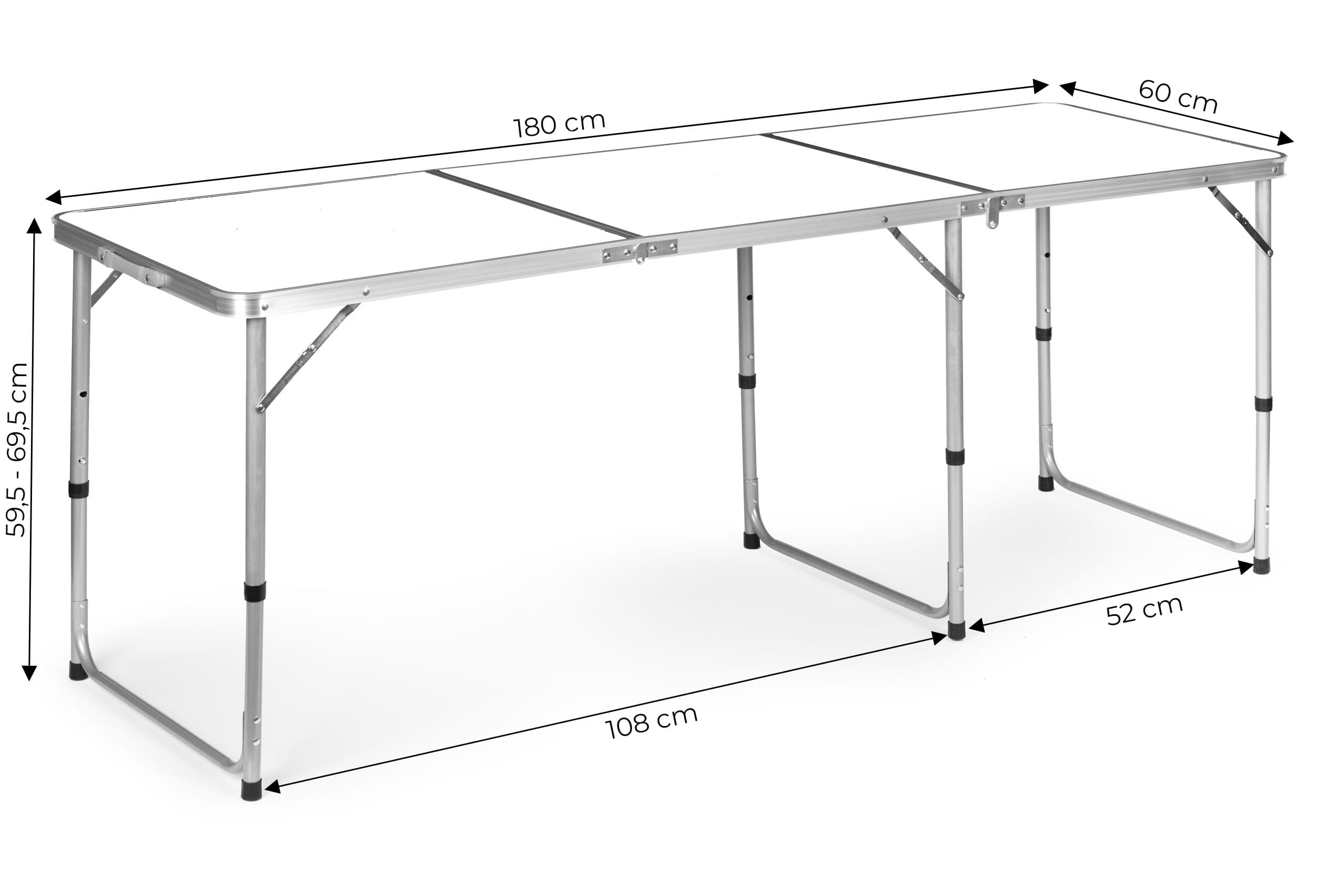 Stolik turystyczny stół składany kemping biały blat 180x60 cm MultiGarden