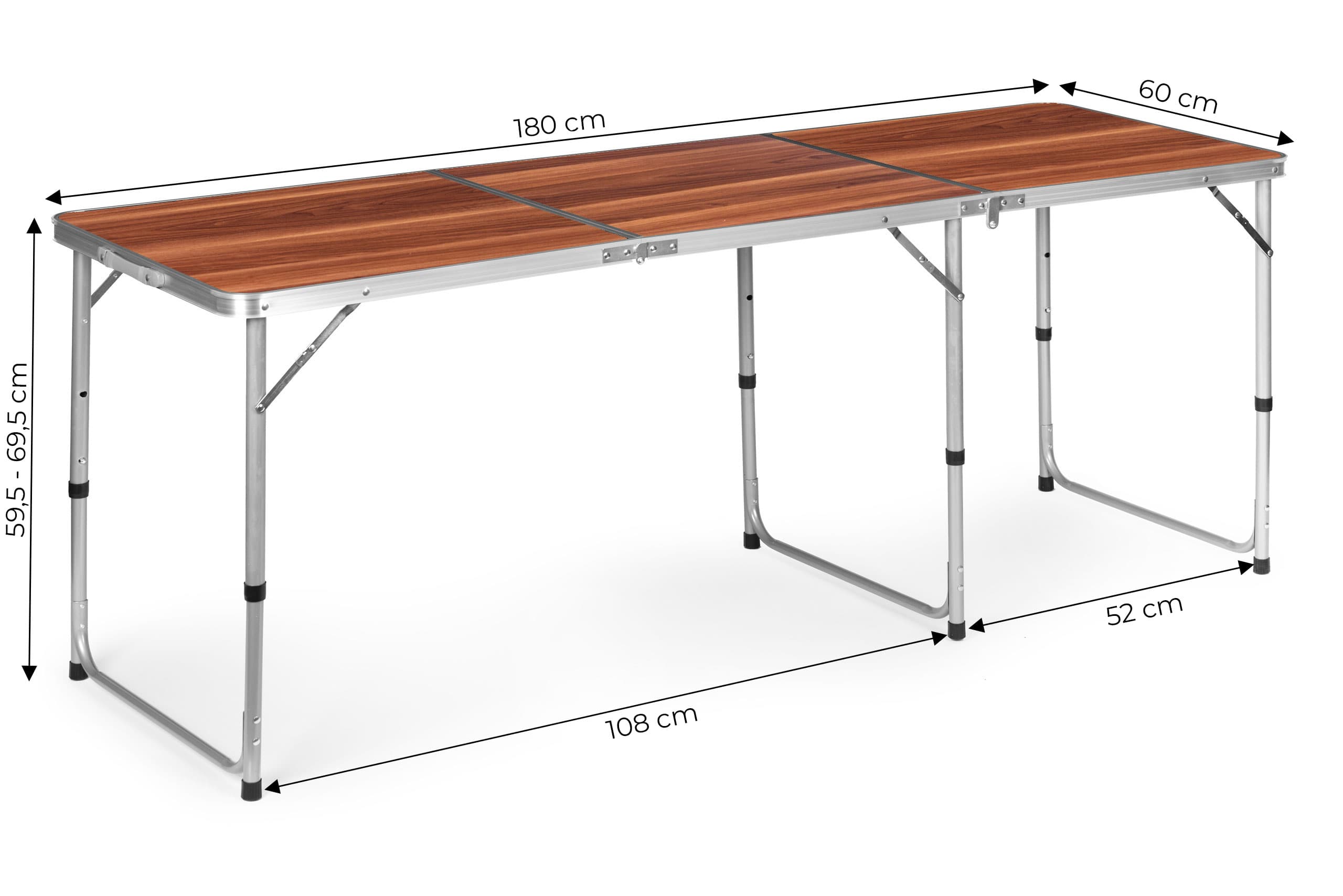 Stolik turystyczny stół składany kemping brązowy blat 180x60 cm MultiGarden