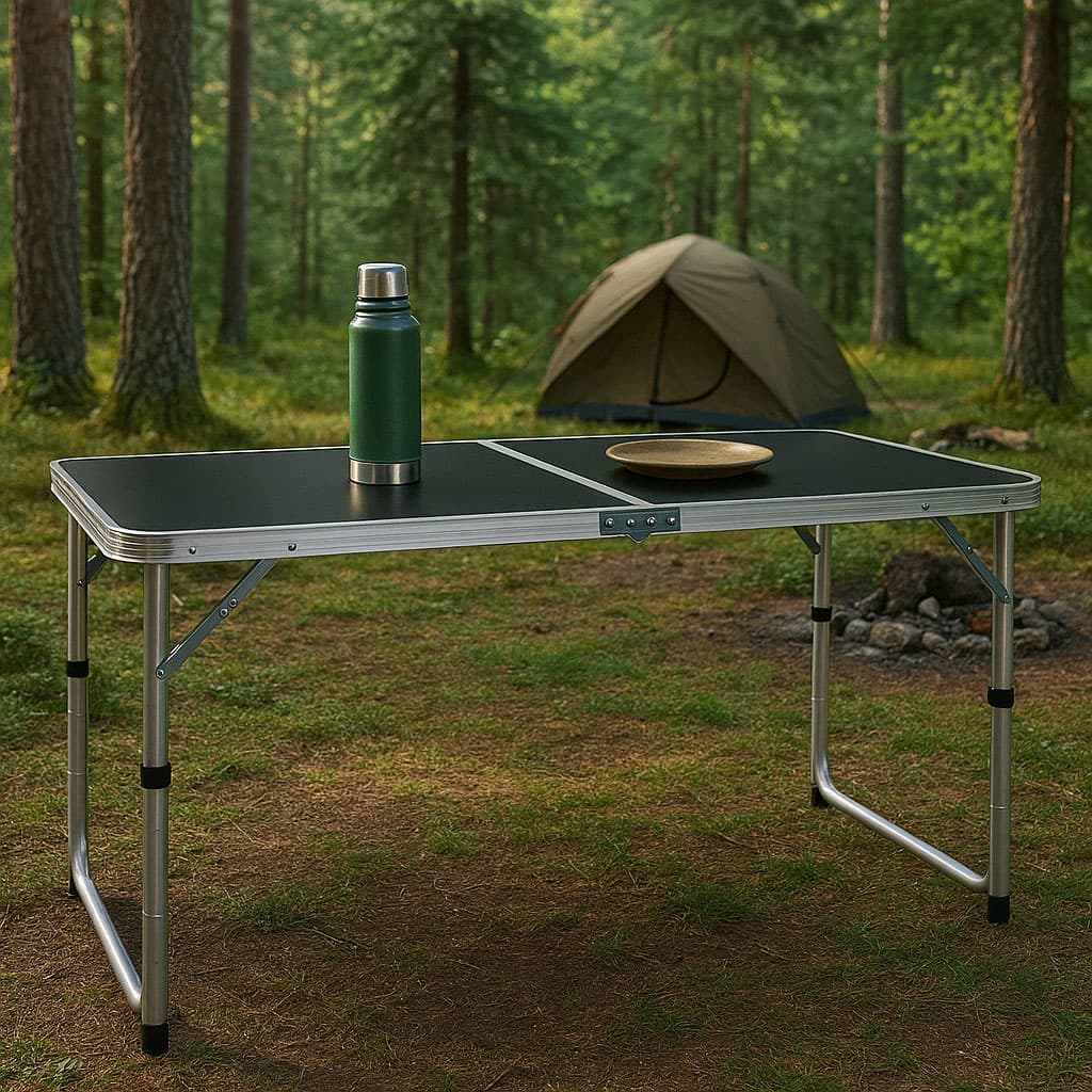 Stolik turystyczny stół składany kemping czarny blat 120x60 cm MultiGarden