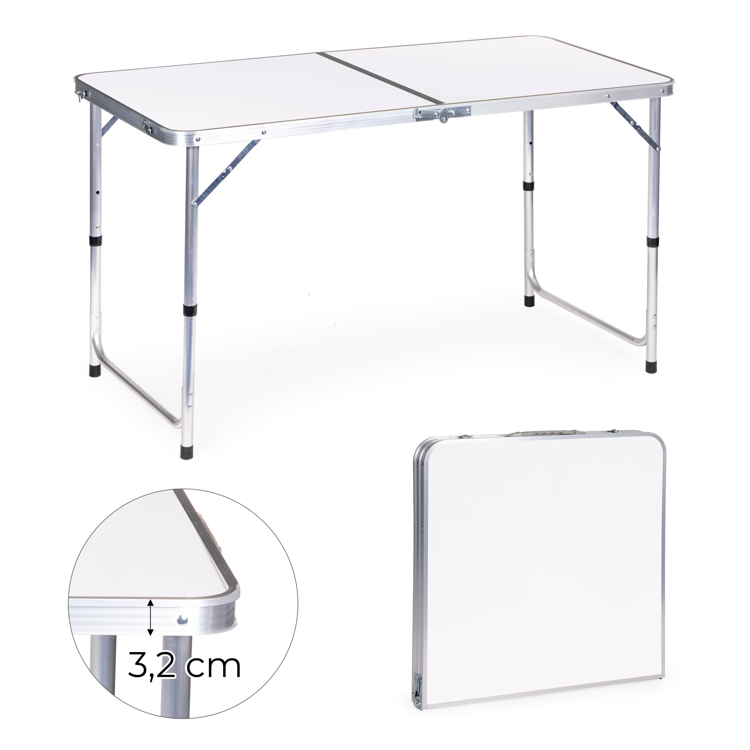 Stolik turystyczny stół składany kemping biały blat 120x60 cm MultiGarden