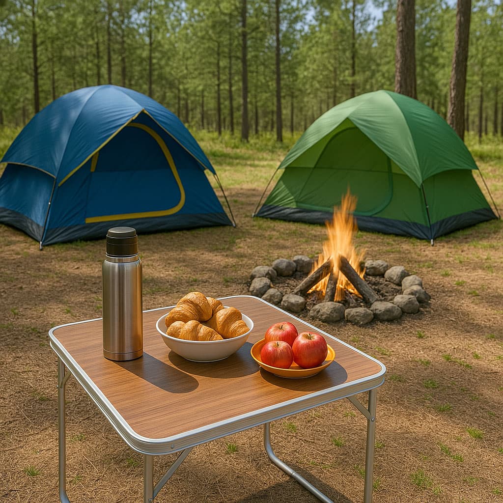 Stolik turystyczny stół piknikowy składany blat 80x60 cm brązowy MultiGarden