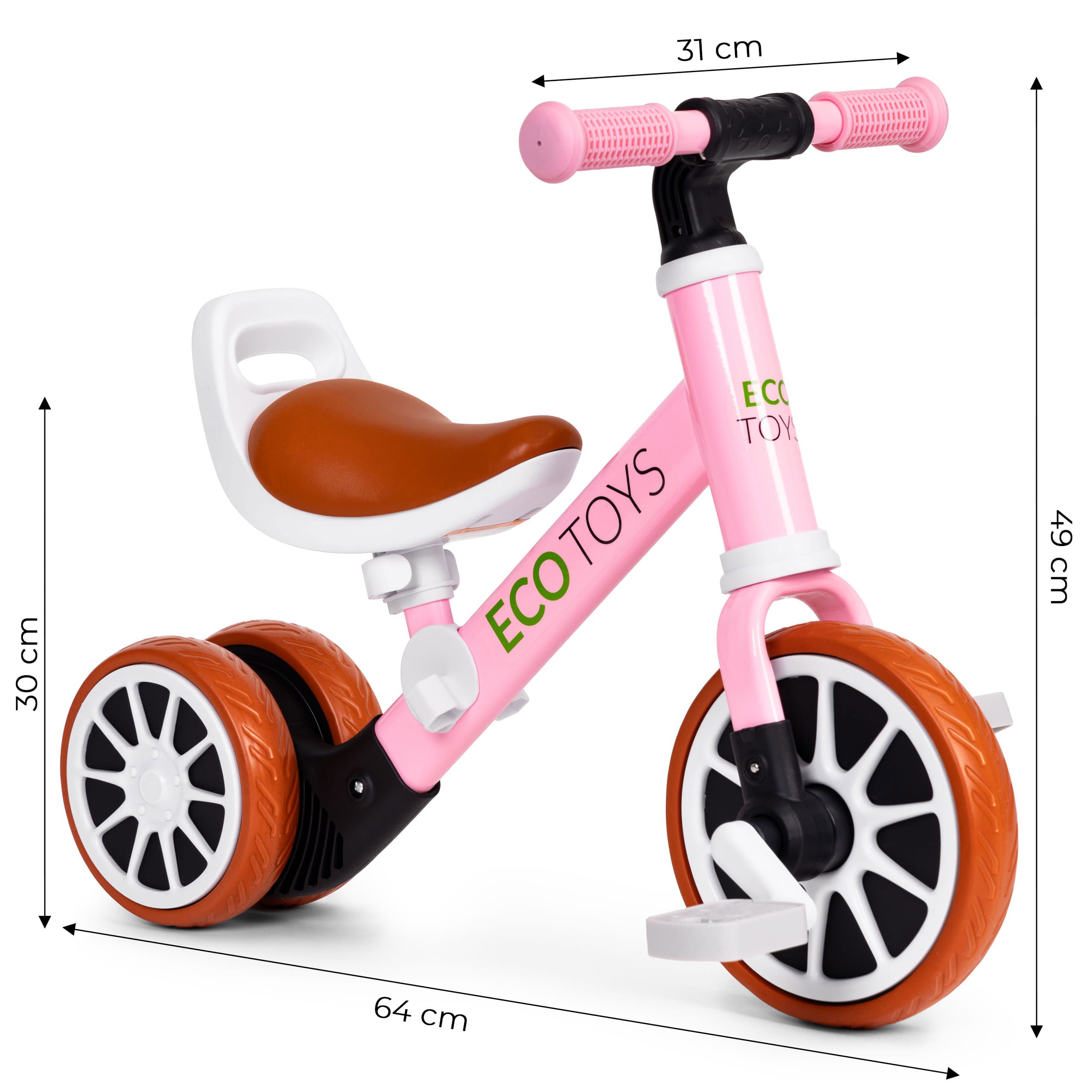 Rowerek trójkołowy biegowy z pedałami 2w1 różowy ECOTOYS