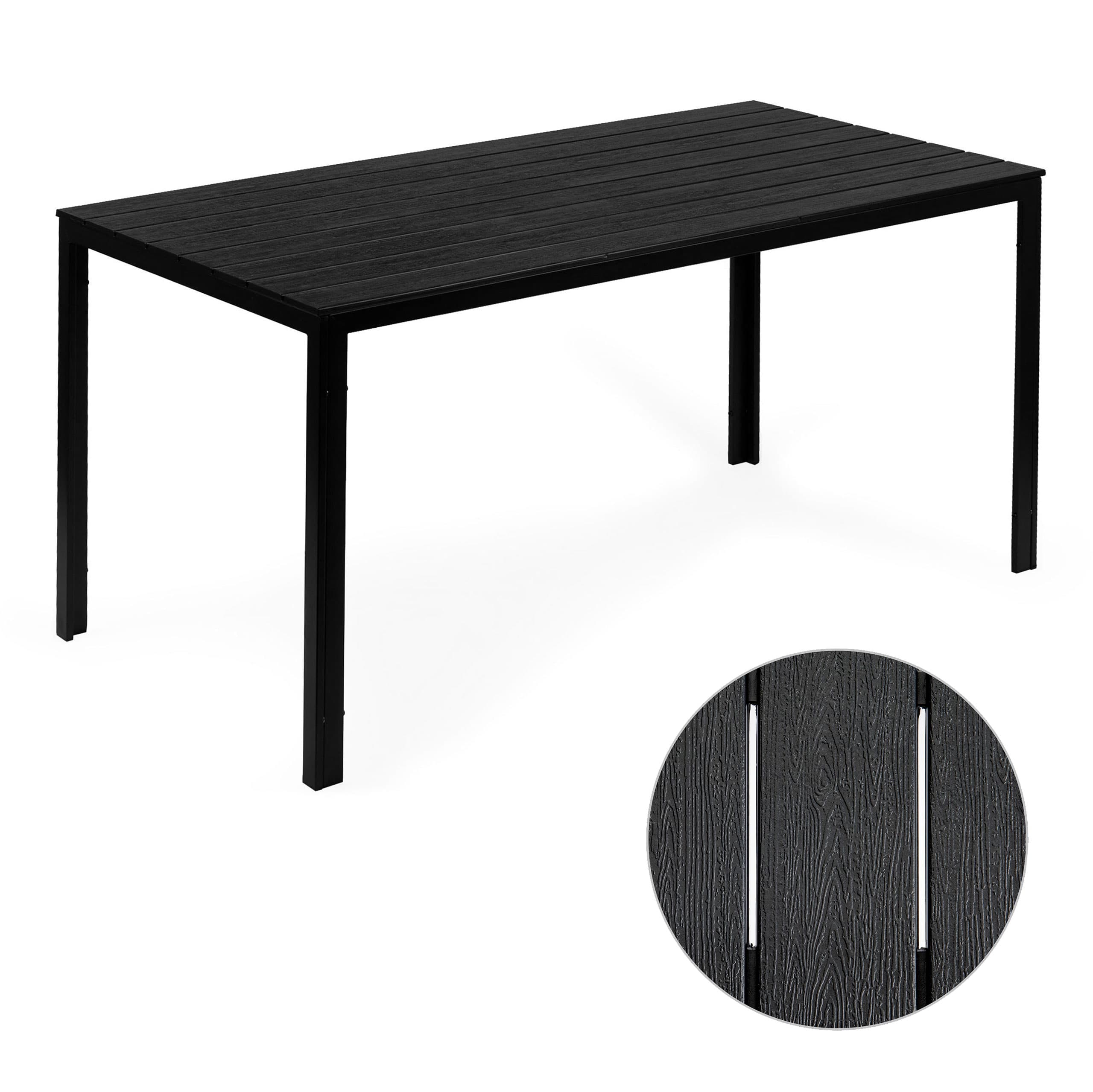 Stół ogrodowy 6-osobowy 156x78 cm polywood meble na taras czarny