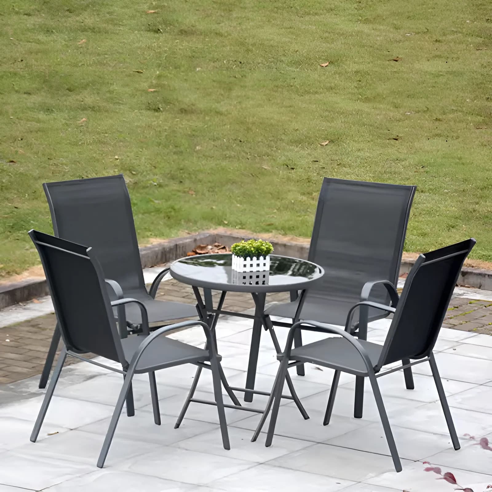 Zestaw komplet 2 krzeseł ogrodowych na taras balkon szare MultiGarden