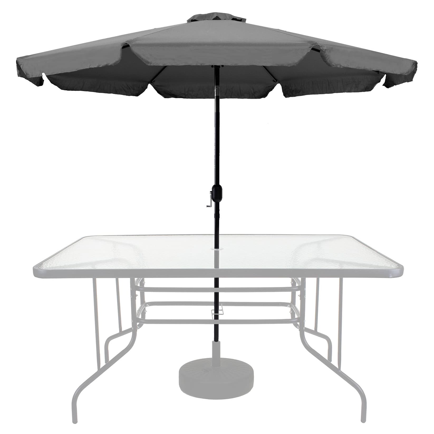 Parasol ogrodowy duży 3 m skośny łamany z korbą szary MultiGarden