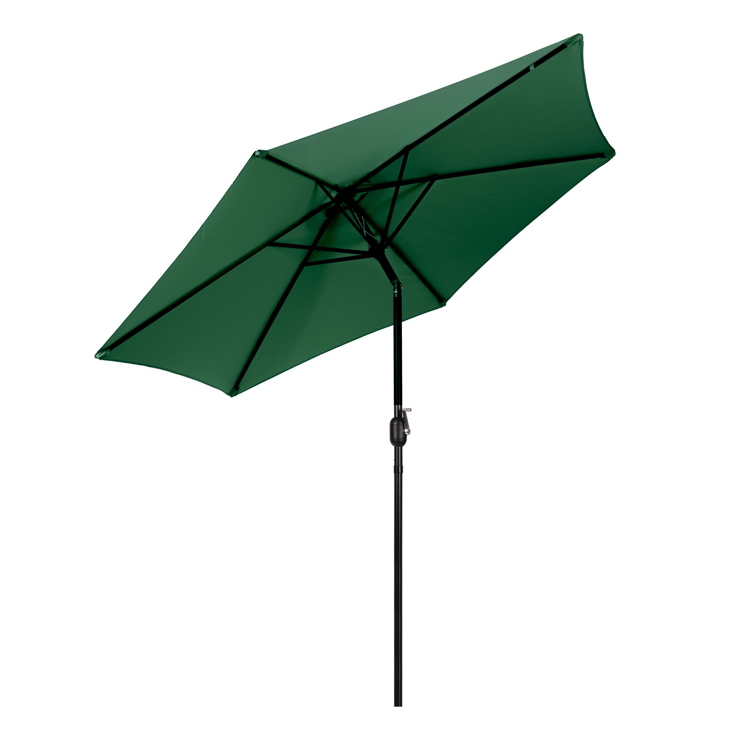 Duży parasol ogrodowy skośny łamany z korbą 6 żeber zielony 270 cm