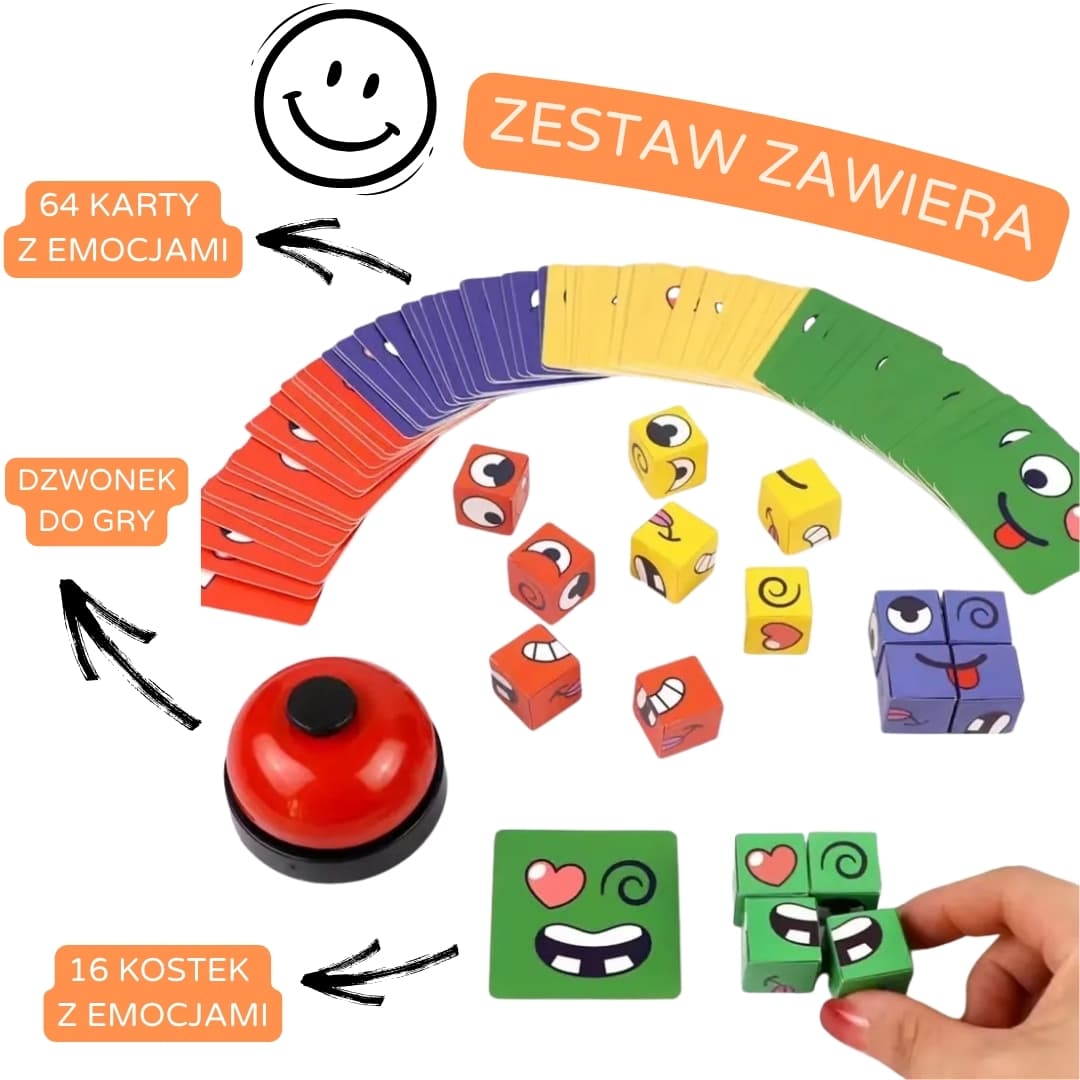 Kostki Emocji – Edukacyjna Gra Montessori z Buźkami dla Dzieci