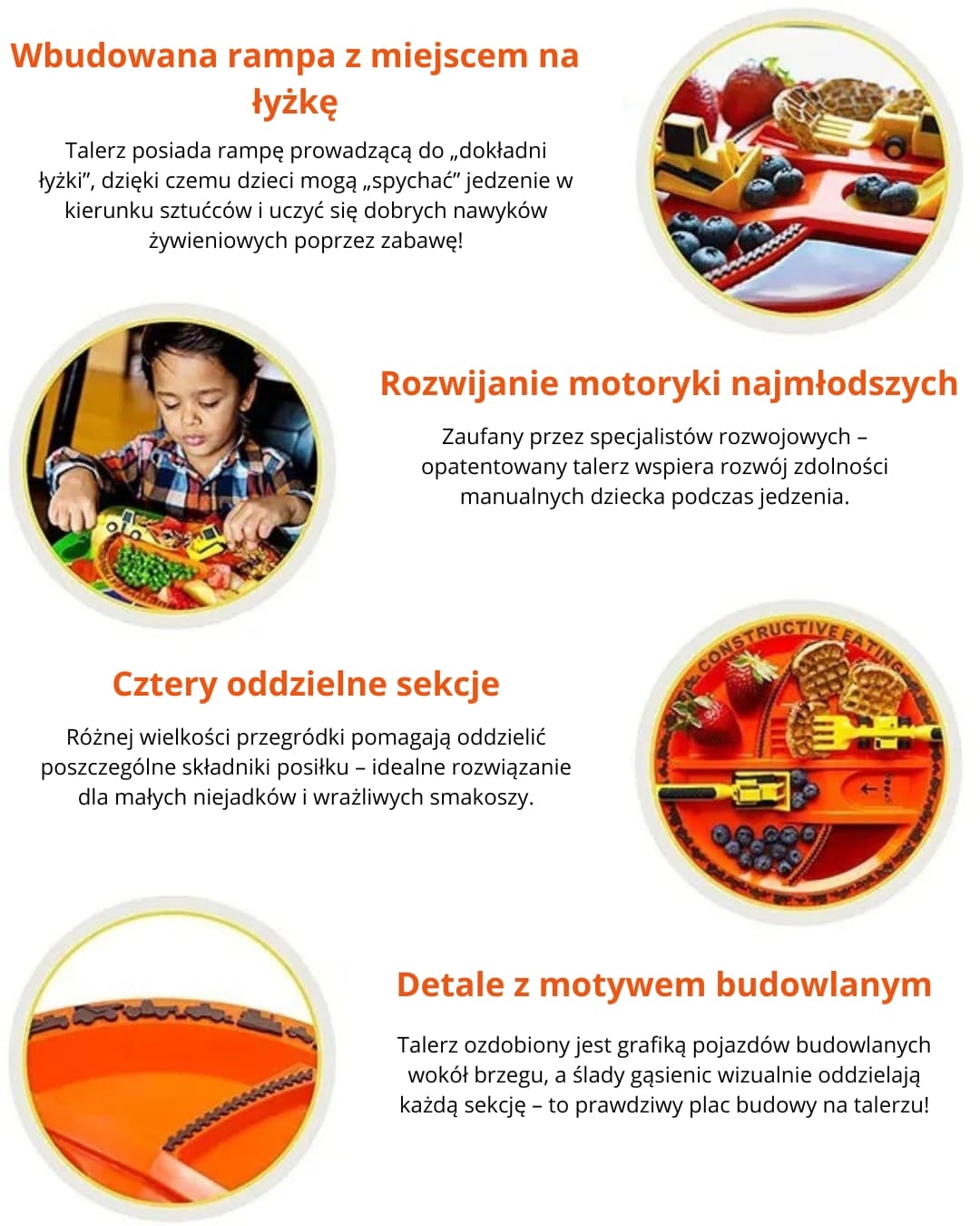 BUDOVLANIEC – Zestaw obiadowy z koparkami dla dzieci, które lubią budować i jeść!