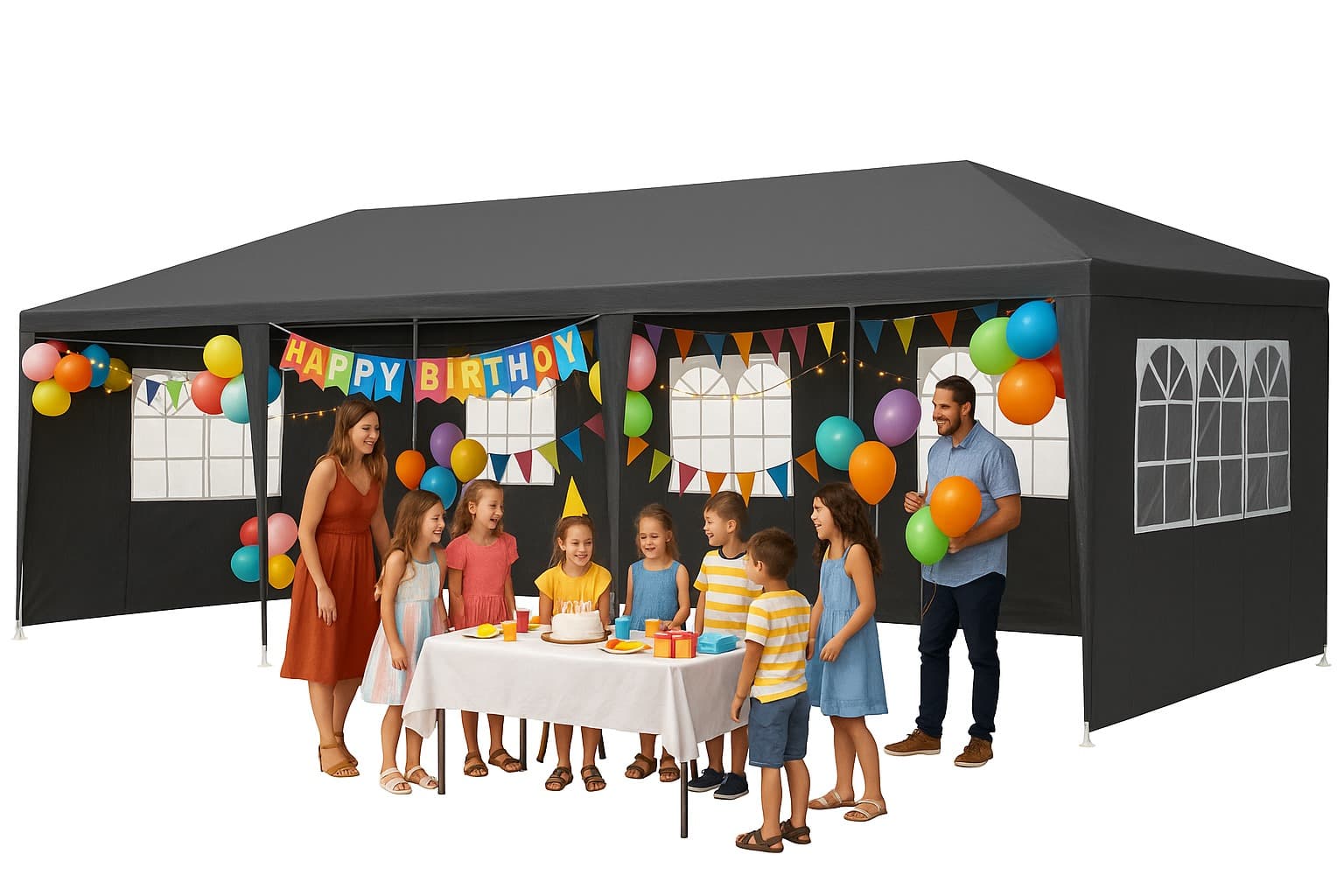 Pawilon Ogrodowy 3x9M Szary 8 Ścianek Handlowy Namiot Bankietowy Catering